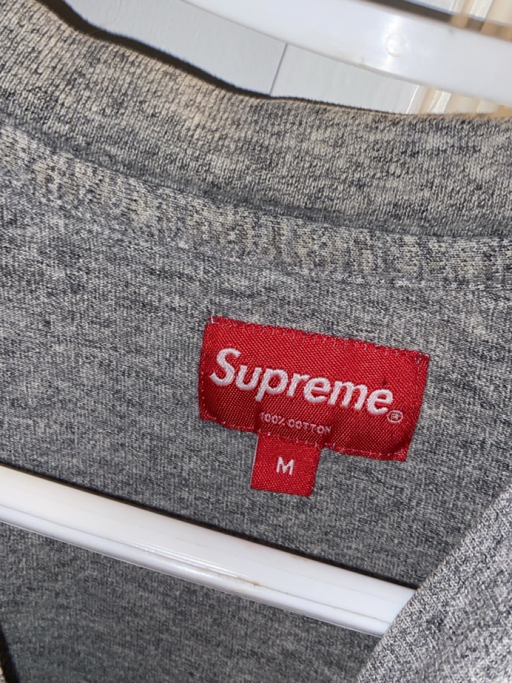 Supreme Arc Logo Gray + Orange Cotton Tee with Red Logo Tag